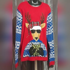 Festive Red Deer Design Men's Sweater